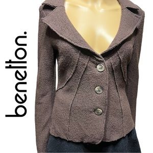 United Colors Of Benetton 100% Wool Jacket Women's Size 42 Brown
